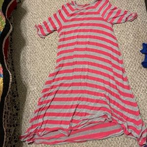 Homemade M-L Pink/Gray striped Dress